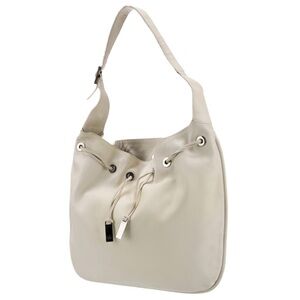 white Gucci vintage leather drawstring hobo shoulder bag